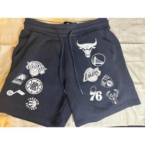 XS Black with White logos Hollister NBA Basketball Shorts for Men/Women/Teens